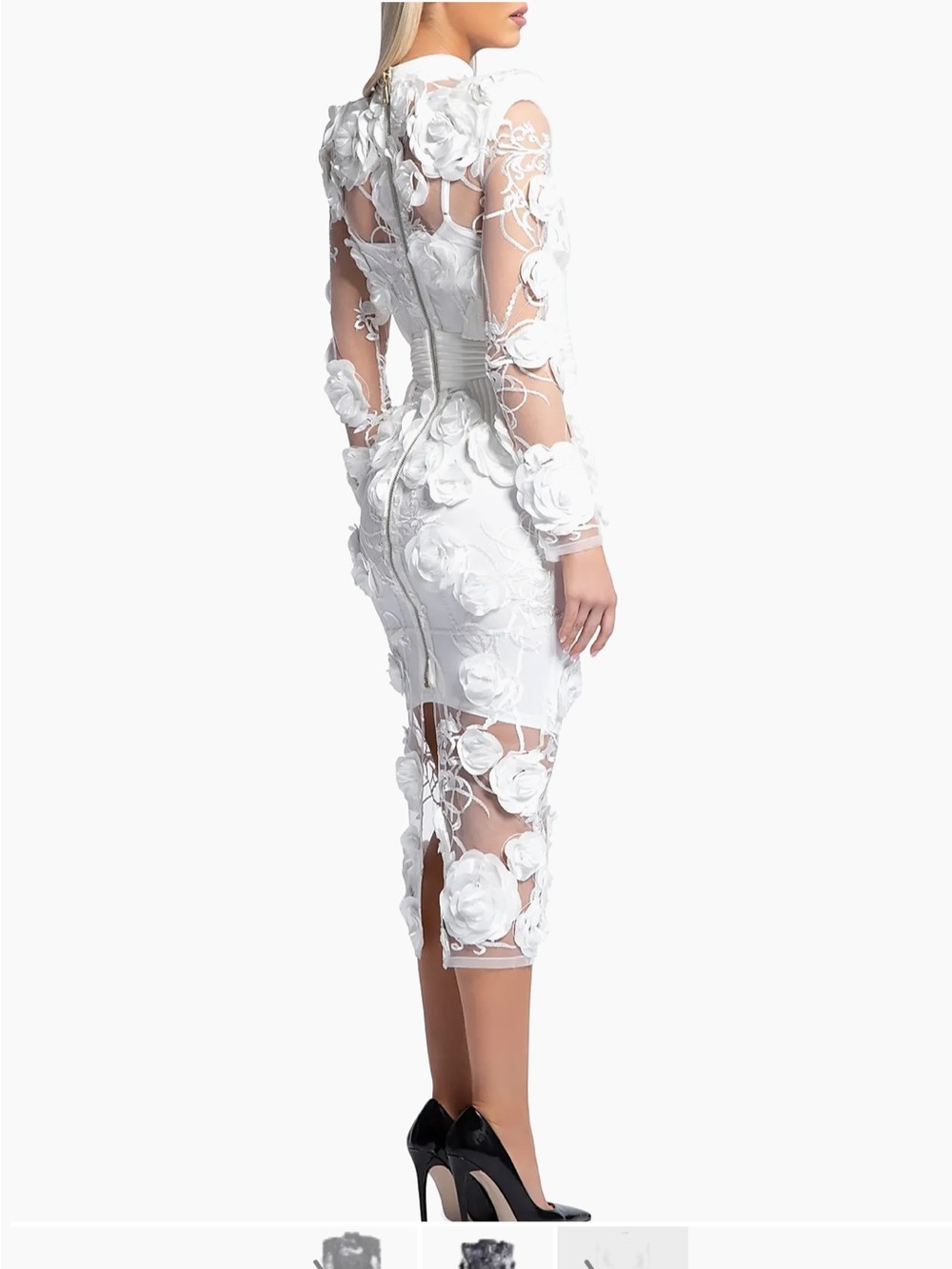 Zhivago White Battle Lines Floral-Embellished Vendetta Dress